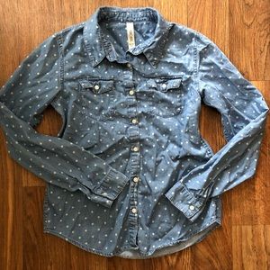Girl’s Polkadot Chambray Shirt
